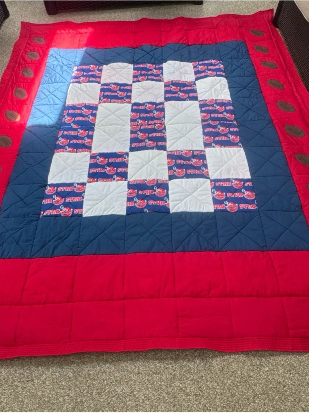 Buffalo Bills Queen Size Handmade Custom Quilt